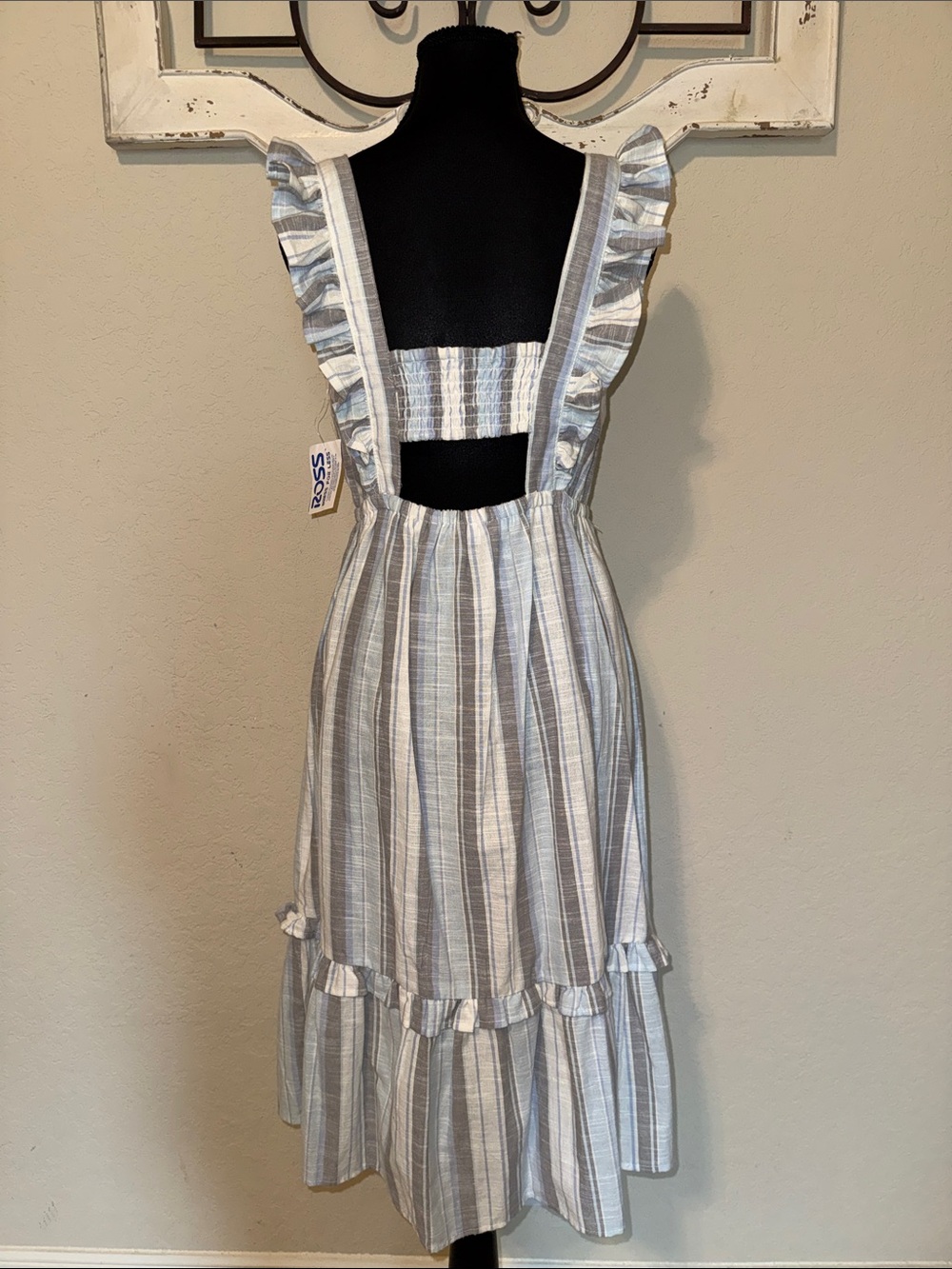 Madison Grey Striped Square-Neck Ruffle Strap Dress - Picture 3 of 6
